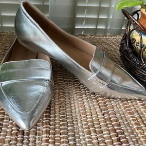 a.n.a. Silver Metallic Loafer Style Flat Shoe  6.5 M